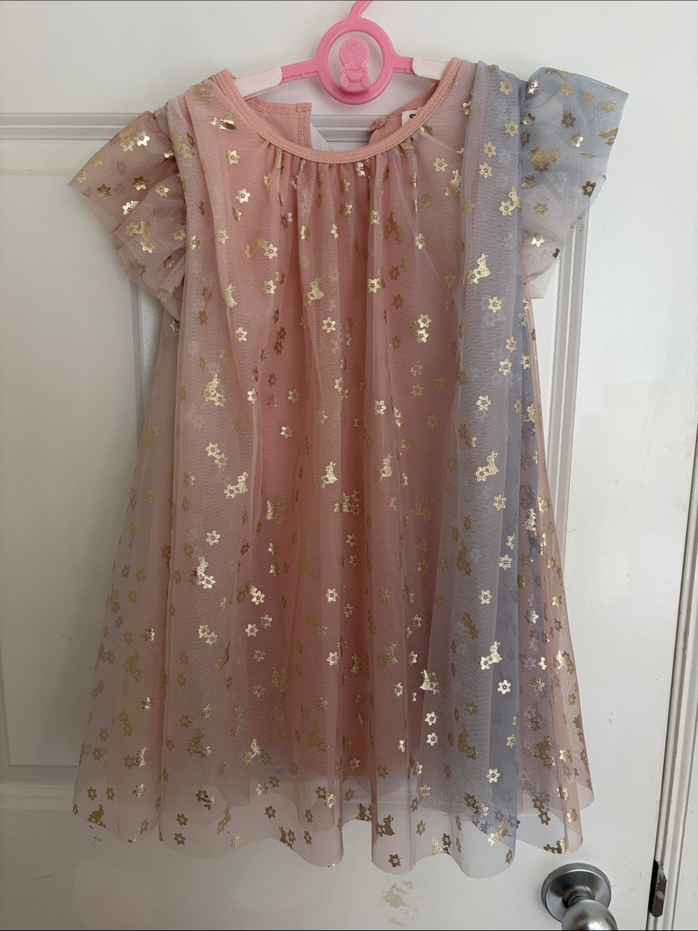 Huxbaby Pink Tulle Dress with Gold Star Accents